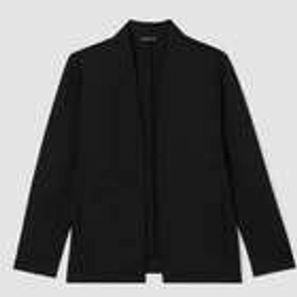 Eileen Fisher Black Tencel Lyocell Blend Open Front Blazer Jacket L RN78121